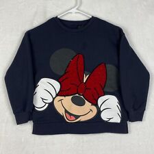 Disney Minnie Mouse Sweater Girls Medium Black Sequins Crewneck Sweatshirt