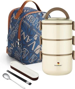 VANDHOME 2 Stackable Lunch Box with Bag - Picture 1 of 4