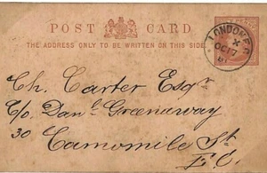 GB Card London CDS QV Halfpenny Stationery Card 1881 {samwells-covers} K216 - Picture 1 of 6