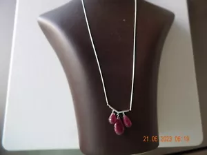 Sterling silver V bar necklace with natural earth mined ruby faceted beads - Picture 1 of 13
