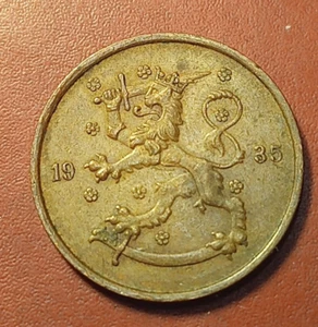 *Finland * 5  penniä *  1935 *  Copper  * Condition 1+ - Picture 1 of 2