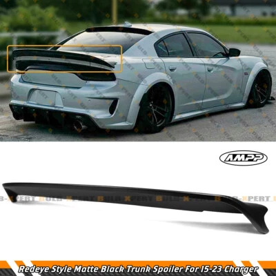 FOR 15-23 DODGE CHARGER AMPP REDEYE STYLE MATT BLACK HIGHKICK TRUNK SPOILER WING - Image 1 of 4