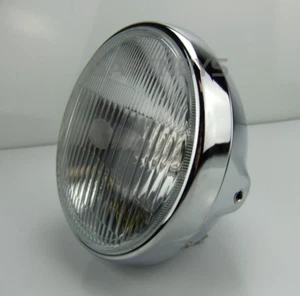 Faro redondo cristal 7" CROMO moto H4 60/55w halógeno para Honda Yamaha - Imagen 1 de 12