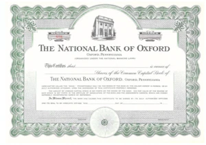 Certificado de stock del Banco Nacional de Oxford - Imagen 1 de 1