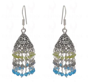 Labradorite, Peridot & Topaz Gems Beaded Earrings In Silver For Women Ge061103 - Picture 1 of 4