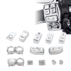 13PCS Chrome Hand Control Switch Housing Button Cover Cap Fit For Harley 2014-UP - Picture 1 of 10