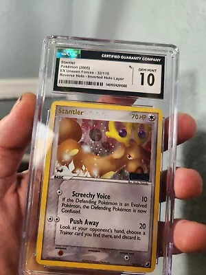 TOP POP 6) CGC 10 GEM MINT Pokemon Stantler STAMPED ERROR Reverse Holo EX 32/115 - Image 1 of 4
