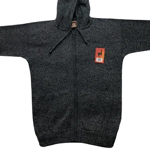 HOMBRE HECHO A MANO ALPACA ANDINA SÓLIDO GRIS OSCURO CREMALLERA SUDADERA CON CAPUCHA SUÉTER TALLA L - Imagen 1 de 7
