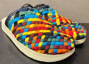 SANDALI MALIBU Colonia Bianco EVA Gomma Arcobaleno Nylon a Scacchi Uomo Taglia 13 - Foto 1 di 9