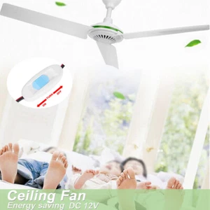 1/2x 12V Ceiling Fan Portable Solar Power 3 Blade 0.7AMP Caravan Camping Outdoor - Picture 1 of 13