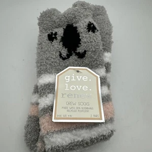Give Love Renew Crew Socks Womens 4-10 Gray Multicolor Striped Cushioned - Picture 1 of 2