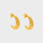 Everyday Gold Minimal Croissant Wavy Hoop Earrings 18k Huggie Jewellery Women