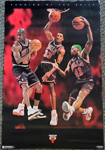 Chicago Bulls RUNNING Costacos 1996 23x35 POSTER Michael Jordan, Pippen, Rodman - Picture 1 of 1