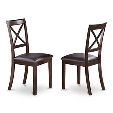 Set of 2 Boston dinette kitchen dining chairs w/ faux leather seat in cappuccino