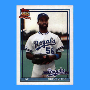 1991 Topps Baseball #222b - Brian McRae VAR Dark Topps Logo Royals NM-MT