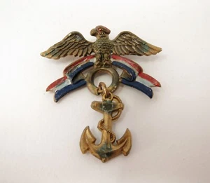 VTG Plastic WWII Sweetheart Pin Brooch US Navy Eagle Anchor - Picture 1 of 5