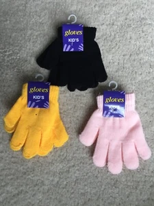 Kids Gloves Set of Three Black Yellow White - Picture 1 of 2