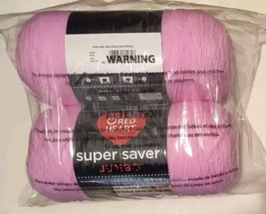 2-Pk Red Heart Super Saver Jumbo Acrylic Yarn Crochet Knitting 14 OZ Petal Pink - Picture 1 of 4