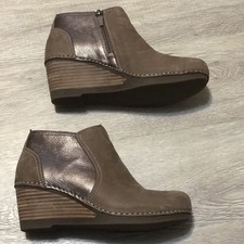 dansko susan nubuck leather wedge bootie