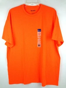 New GILDAN Men’s T-Shirt Lightweight Preshrunk Cotton Safety Orange Size XL - Picture 1 of 5