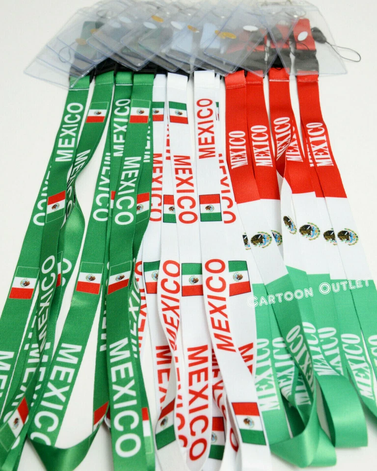 12 Mexico Flag Lanyard Keychain ID Holder Neck Strap Lanyards Favors Lot New