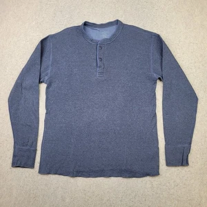 LL Bean Mens M Blue Two-Layer River Drivers Shirt Henley Wool Blend Long Sleeve - Picture 1 of 8