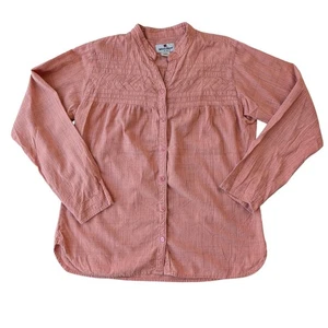 Woolrich Damen Hemd Baumwolle Koralle Strukturiert Western Boho Knopfleiste Größe L - Bild 1 von 9