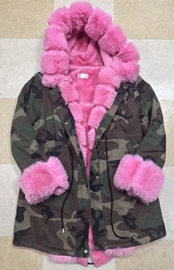 Roiii Damen Gr. XS Camouflage mit rosa Kunstfellfutter mit Kapuze - Bild 1 von 9