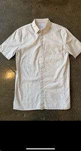Vintage Helmut Lang mens beige Geometric graphic pattern short sleeve shirt XS - Picture 1 of 4
