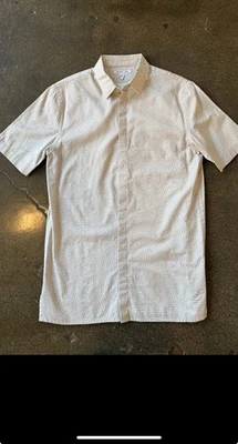 Vintage Helmut Lang mens beige Geometric graphic pattern short sleeve shirt XS - Image 1 of 4