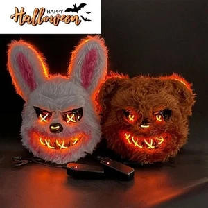 Halloween LED Light Up Mask – Horror Bloody Rabbit Bear Cosplay Mask for Party & - Picture 1 of 9