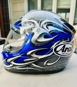 Vintage 07’ Arai Vector Web Blue Tribal Full Face Helmet/Clear Visor/Size Large - Picture 1 of 18