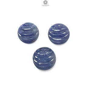 Juego de 3 piezas de piedras preciosas de zafiro azul natural tallado Oreo redondo 12*13 mm 21,10 quilates - Imagen 1 de 4