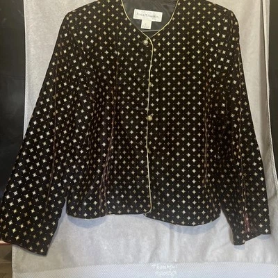 Vintage Norton McNaughton Women's Blazer Velvet Black And Gold Size 8 - Image 1 of 4