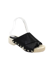 Kelsi Dagger Brooklyn Womens Leather Cross Strap Slide On Sandals Black Size 7 - Picture 1 of 6