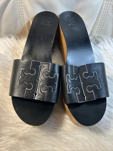 Tory Burch Schuhe Größe 10,5 Wedges INES 80 mm Pantoletten Sandalen schwarz - Bild 1 von 17