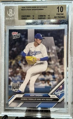 Roki Sasaki 2024 Topps Now Baseball #OS13 BGS 10 PRISTINE Los Angeles Dodgers - Image 1 of 2