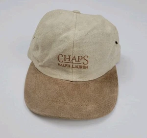 Vintage 90s Chaps Ralph Lauren Hat Embroidered Canvas Leather Suede RL Polo USA  - Picture 1 of 5