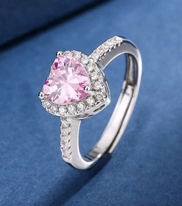 Anello CUORE ACCIAIO INOSSIDABILE E ZIRCONI Regolabile - Foto 1 di 3