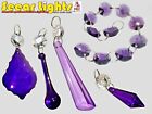 Purple Glass Crystals Droplets Chandelier Beads Lamp Light Parts Retro Wedding