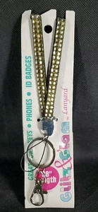 Gemma di design I.D. Cordino per telefono chiave giallo paillettes abbagliato glitz glam 28" vintage - Foto 1 di 5