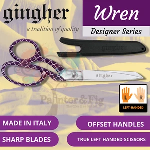 Gingher Left Handed Scissors 8" Knife-Edge Dressmaker Shears, Dressmaking - Wren - Foto 1 di 9