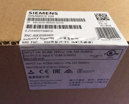6SL3 210-5BB23-0UV0 NEW SIEMENS 6SL3210-5BB23-0UV0 V20 Rated Power 3.0 kW - Image 1 of 3