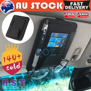 Car Sun Visor Pocket Organizer Sunglasses Pen Holder Card Storage Leather Pouch - Picture 1 of 9