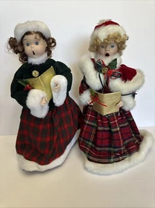 VTG Victorian Christmas Carolers Holding Song Books ~ Lot Of Two ~ EUC - Picture 1 of 7