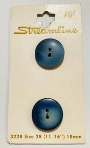 VTG Streamline Plastic Buttons Matte Navy & Lt Blue Marbled 2 Hole 11/16" NEW - Picture 1 of 4