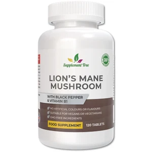 Lions Mane Supplement 5000mg with Vitamin B1 & Black Pepper, 120 Vegan Tablets - Picture 1 of 7