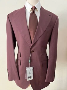 Burbundy brown super 150 Cerruti wool suit with 5 inch wide peak lapel - Picture 1 of 3