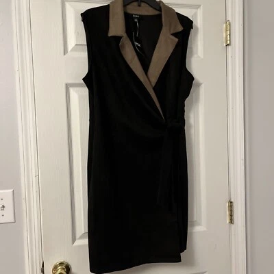 MSK Black & Tan ( suede Like Material) Wrap dress -XL -New - Image 1 of 4