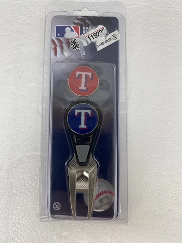 Licensed MLB Texas Rangers Golf Ball Mark Repair Tool & Ball Markers NEW Cover